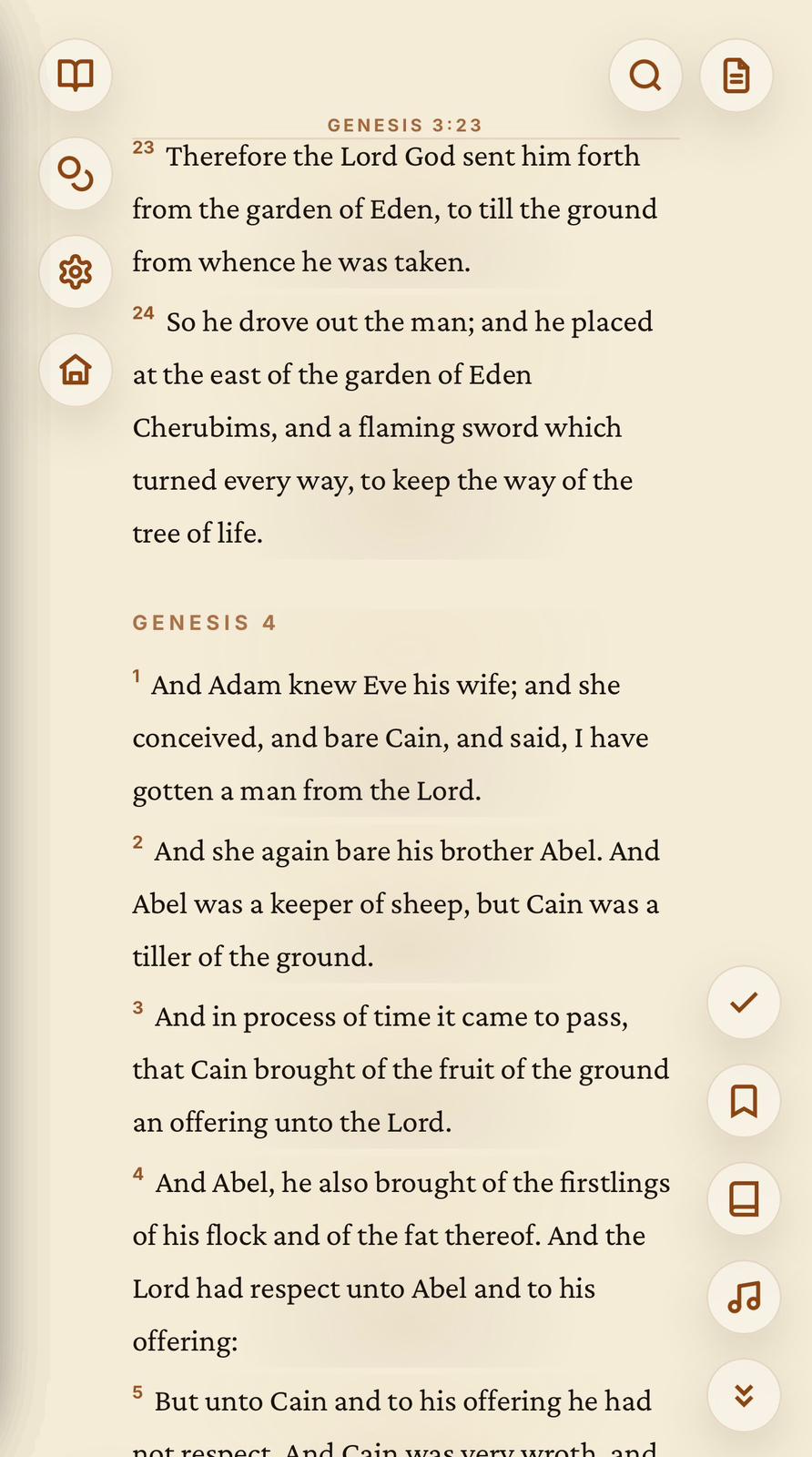Verse Bible traditional reading mode screenshot